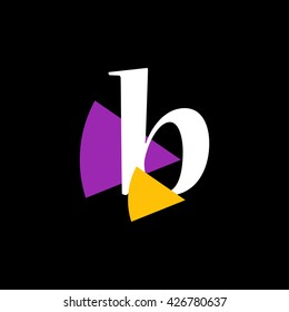 B Logo.. Vector Graphic Business Branding Letter Element Illustration with Colorful Triangles. Dark Background