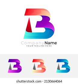 B logo vector, Letter B logo with 3d colorful , set icons