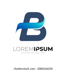 B logo and wave design combination, blue color , ocean icon
