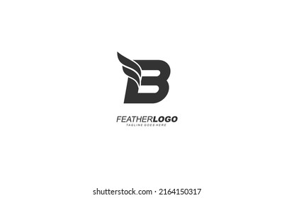 B logo wing for identity. feather template vector illustration for your brand.