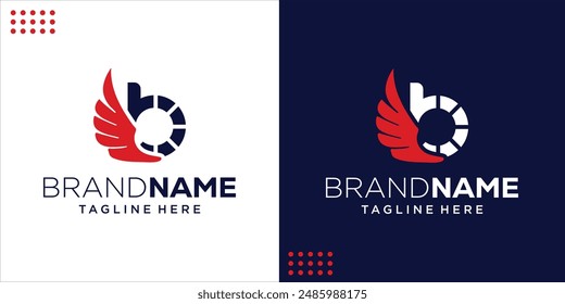 B logo with wing shoes, Design Inspiration, Illustration, Vector