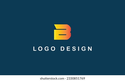 B logo yellow red gradient concept creative simple logo with blue background