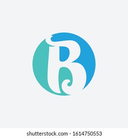 B Logo.B Letter Design Vector Illustration Modern Monogram Icon. wave concept.