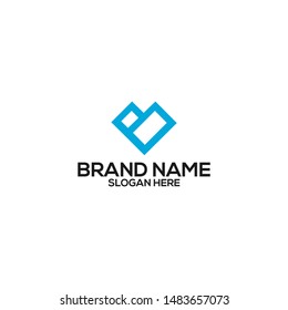 B love modern logo design vector