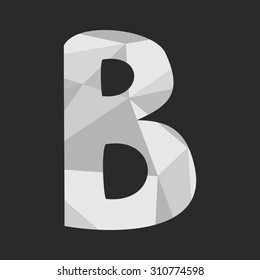 B low poly hand drawn wrapping surface alphabet letter isolated on black background vector illustration