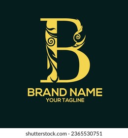 B Luxury Letter Logo Design Vector
