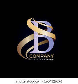 
B luxury logo gold and silver design