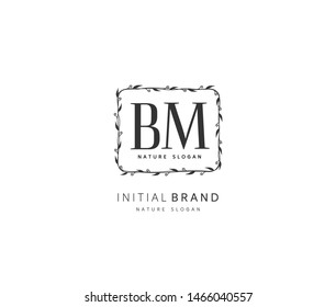 B M BM Beauty vector initial logo, handwriting logo of initial signature, wedding, fashion, jewerly, boutique, floral and botanical with creative template for any company or business.