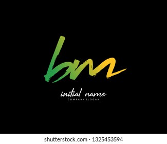 B M BM Initial brush logo template vector