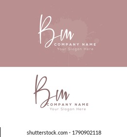 B M BM Escritura inicial de la letra y logotipo de la firma. Logo inicial del vector de belleza .Moda, boutique, floral y botánica