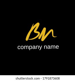 B m Bm initial letter handwriting and signature logo