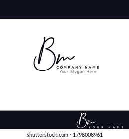 B M BM  Initial letter handwriting and signature logo. Beauty vector initial logo .Fashion, boutique, floral and botanical