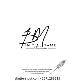B M BM Initial letter handwriting and signature logo. Beauty vector initial logo .Fashion, boutique, floral and botanical