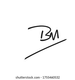 B M BM initial logo handwriting template vector. isolated white background