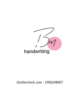 B m Bm initial logo handwriting template vector
