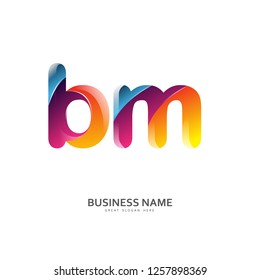 B M BM Logo Letter Design Vector colorful glossy color. Design Template