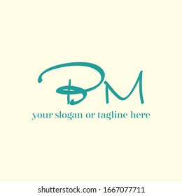B M BM Signature initial logo template vector
