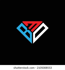 Logotipo de letra B M D diseño creativo sobre fondo de color negro