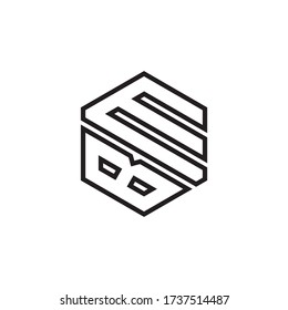 B M hexagon lines logo design vector