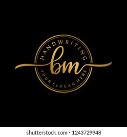 B M Initial handwriting logo vector