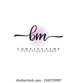 B M Initial handwriting logo vector