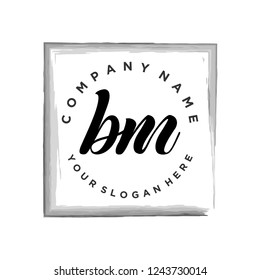 B M Initial handwriting logo vector