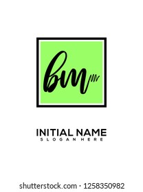 B M Initial Handwriting Logo Template Vector