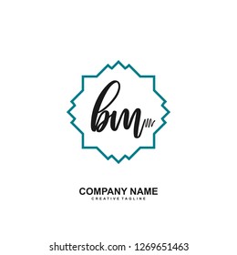 B M Initial Handwriting Logo Template Vector 