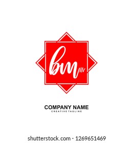 B M Initial Handwriting Logo Template Vector 