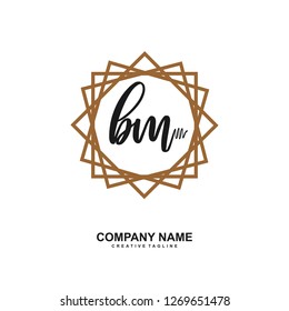 B M Initial Handwriting Logo Template Vector 