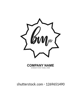 B M Initial Handwriting Logo Template Vector 