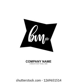 B M Initial Handwriting Logo Template Vector 