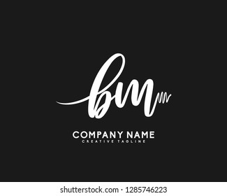 B M Initial Handwriting Logo Template Vector