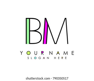 B & M initial minimalist logo template vector