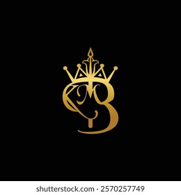 b m k letter logo with crown