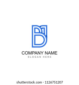 B M letter line art vector logo design