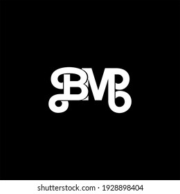 Diseño abstracto del logotipo de letra B M sobre fondo de color negro. alfabeto bm
