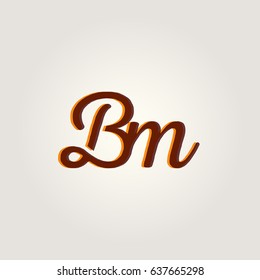B M running Letter joint logo design vector element
