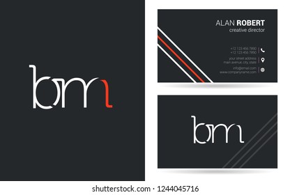 B & M thin line logo joint letter design with business card template