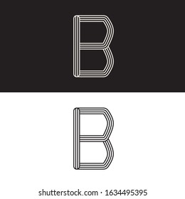 B Modern Minimal Mutiple Line Art Logo Sign Symbol Alphabet. Design Vector Graphic EPS10