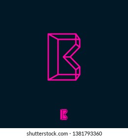 B monogram, box, build logo. B box letter. 3D monogram. Volume and construction logo. Network icon.