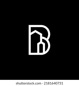 B Monogram Building Logo Design Concept Stock Vector (Royalty Free ...