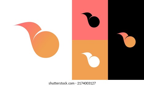 B Monogram Kiwi Bird Logo Design Concept 