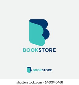 B monogram. Letter B like open book. Online book store. Digital library. Audio book logo. Literature emblem.