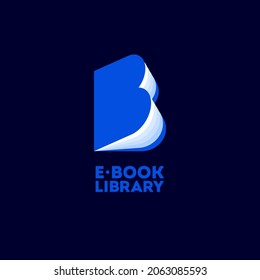 B monogram. Letter B like open book. Online book store. Digital library. Literature emblem.