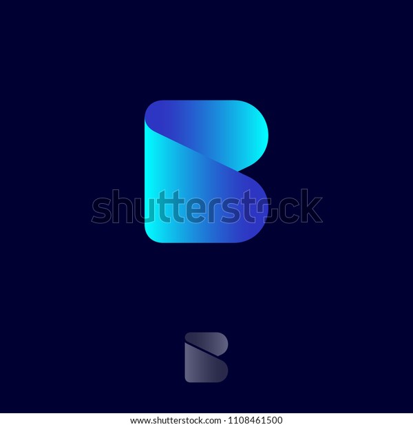 B Monogram Logo Origami Logo Blue Stock Vector (Royalty Free ...