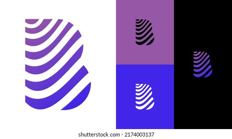B Monogram Ocean Wave Logo Design Concept 
