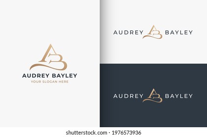 A B monogram serif letter logo design