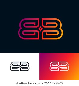 B and B monogram with small star. Two letters B symmetrically mirrored. 