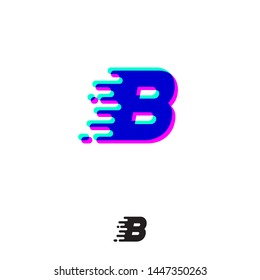 B monogram with stereo effect. B letter with movement and shift. Dynamic logo. Velocity or delivery icon.